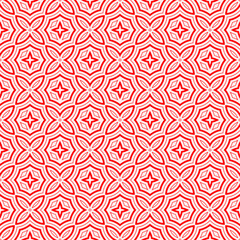 Fototapeta premium Oval, lozenge, star shapes pattern. Ethnic seamless ornament. Embroidery background. Simple wallpaper. Linear motif. Geometrical backdrop. Digital paper. Web designing. Textile print. Vector abstract.