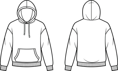 hoodie, sweatshirt, hooded, pullover, drawstring, pocket, kangaroo, ribbed, cuff, hem, casual, warm, cozy, unisex, fashion, clothing, apparel, vector, design, illustration © fmfahim creatives