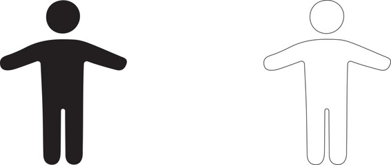 Man spread his arms out to the sides. Vector sign.