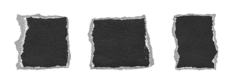 torn paper square textures set, png on transparent background
