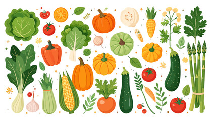 Fresh and Colorful Vegetable Collection - A Bounty of Garden Goodness.