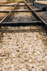 Naklejka premium Close-up of train tracks