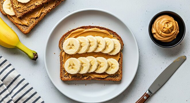 Wholesome Whole Grain Toast with Peanut Butter and Banana