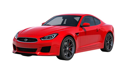 Red sports car shows modern design on a transparent background. Ideal for mockups, advertising, and automotive branding.