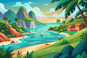 Obraz premium tropical island with palm trees