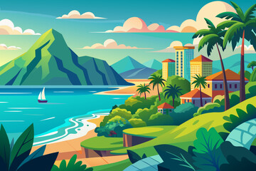 Obraz premium tropical island with palm trees