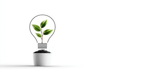 Eco-Innovation: A light bulb, housing a plant, represents fresh thinking and sustainable growth, a symbolic exploration of nature and environment.