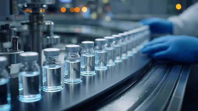 無色薬液バイアル充填の自動生産工程ライン
