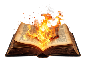 Flaming Old Book 8k png