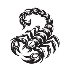 black and white scorpion vector logo