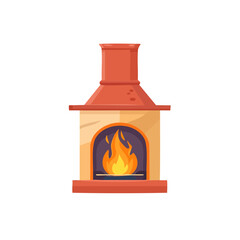 Fototapeta premium A warm and inviting fireplace with a dancing flame inside. This cozy scene evokes feelings of warmth and comfort