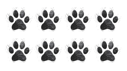 Paw Prints in Perspective: A pattern of detailed paw prints is presented in a clean, minimalist style, ready to represent a range of pet-related and animal-themed concepts. 