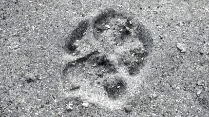 Paw Print Impression: A detailed, close-up view of a singular paw print imprinted firmly within the textured surface, offering a glimpse into the natural world.