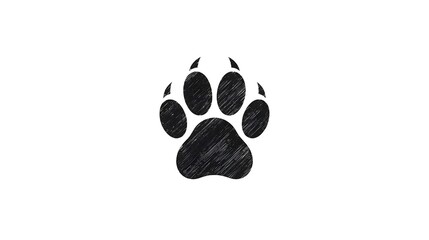 Paw Print: A detailed illustration of a single paw print, featuring prominent pads and claw marks, symbolizing the raw essence of wilderness and untamed nature.