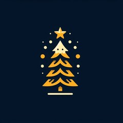 Obraz premium Abstract holiday Christmas tree vector illustration with a star ornament decoration for a new year greeting card design