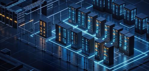 Modern Data Center Server Room Network