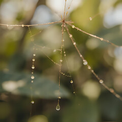 Starburst web junction sparkles with multiple tiny beads and a center