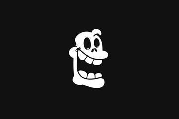 black and white cartoon face