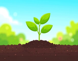 Sprout in soil, vibrant colors