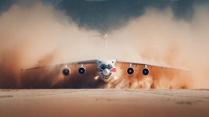 Airplane Landing with Dust
