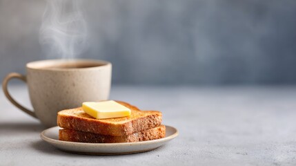 Toast with Butter and Coffee (Plate)