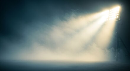Dramatic spotlight beam cutting through dense, swirling smoke, creating an intense and atmospheric visual perfect for stage performances, concerts, or mysterious event backgrounds