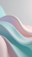 Abstract fluid, pastel, flowing shapes: Abstract fluid formations of soft pastel tones flow seamlessly, evoking sense of tranquility and ethereal beauty in their gentle movement