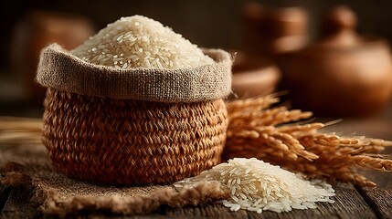 Natural food rice displayed with farm freshness high resolution picture