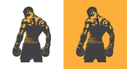 Dynamic boxer silhouette artwork perfect for sports graphics. Boxing athlete punching pose silhouette for creative projects.