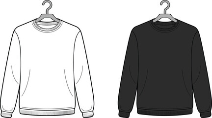 sweatshirt, crewneck, pullover, long, sleeve, ribbed, casual, fashion, clothing, apparel, garment, winter, warm, cozy, unisex, front, back, vector, design, illustration © fmfahim creatives