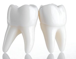 Two white teeth, studio shot