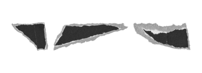 torn paper irregular scraps set, png on transparent background
