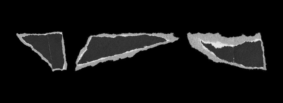 paper collage torn shapes collection, dark theme black background
