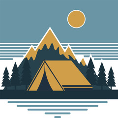 Creative summer camp artwork with moonlit sky, stars, and wild forest charm.