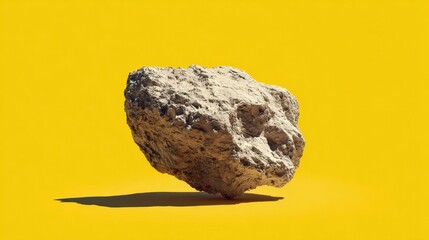 Floating Rock against Bright Yellow Background