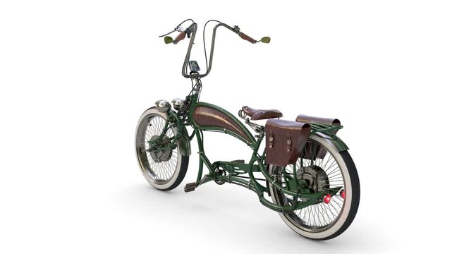 old electric bike model on white background
