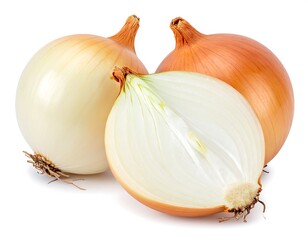 Two whole and one sliced onion
