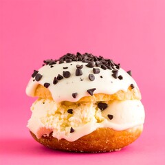 Sweet donut with ice cream
