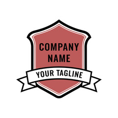 Red shield logo with company name and tagline.