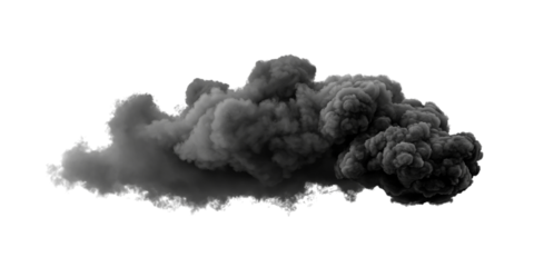 Realistic Dark Smoke Cloud grey isolated on a transparent background