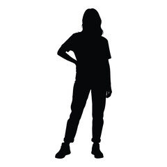 A striking full body view of a woman in a dark silhouette