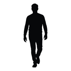 A striking black figure walking forward a dramatic silhouette