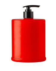 Red pump dispenser bottle for cosmetic lotion