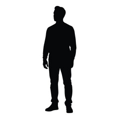 A striking black silhouette of a man standing against a white background silhouette
