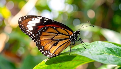 Fototapeta premium Close-up of butterfly on leaf