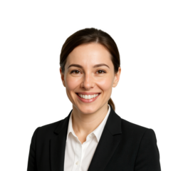 Professional business portrait of a smiling woman PNG, isolated on transparent background
