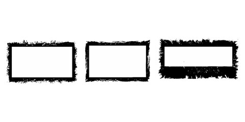 Obraz premium Set of grunge style frames black on white background. Grunge frame collection. Grunge border set. Grunge rectangle and square shape. Vector stock illustration.