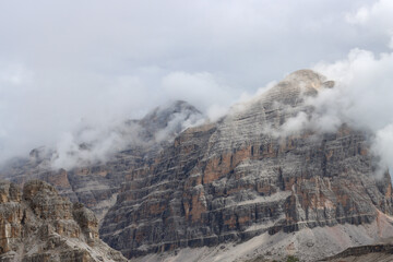 View of Dolomites massifs from Passo Lagazuoi