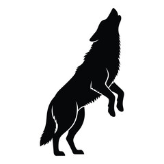 A majestic wolf in a howling pose stark black silhouette
