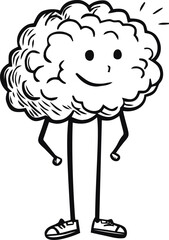 Cloud character sketch hand drawn with smiling face and sneakers — stock vector